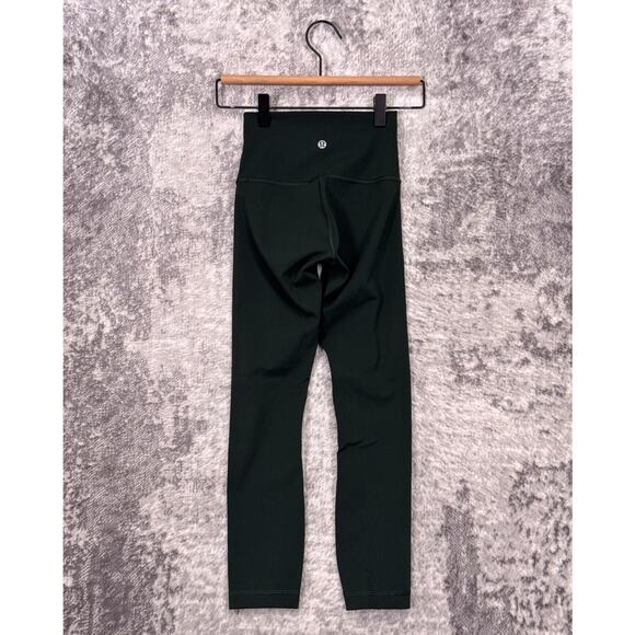 Lululemon Leggings 0 Womens Wunder Train High Rise Crop Forest Green - Picture 2 of 7